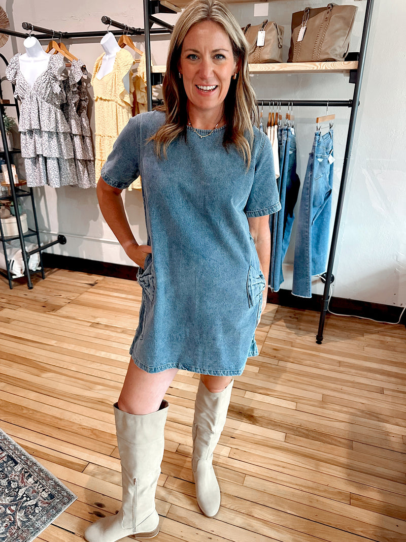 Bow Denim Dress