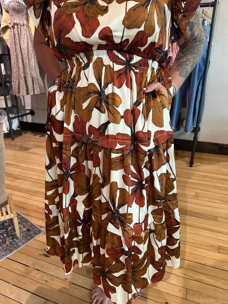 Rust Floral Dress