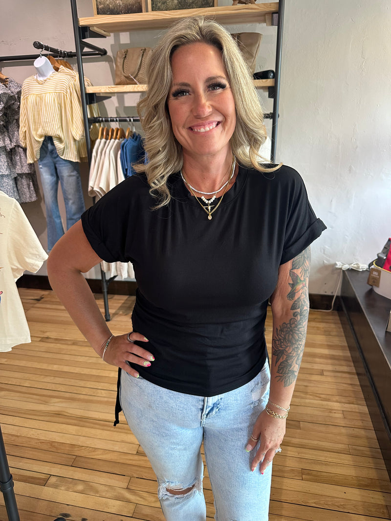 Black Ruched Tee