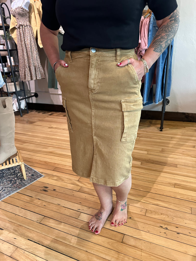 Mocha Midi Cargo Skirt