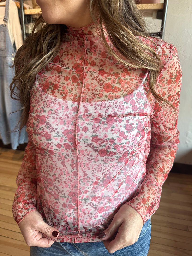 Floral Mesh Top