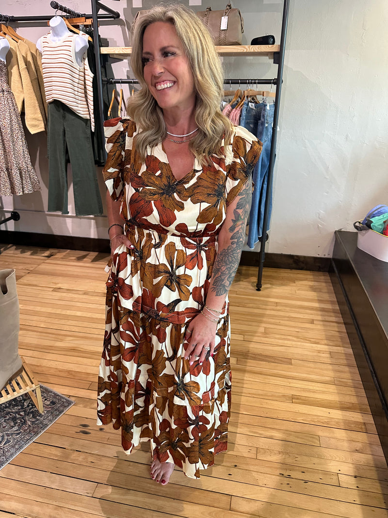 Rust Floral Dress