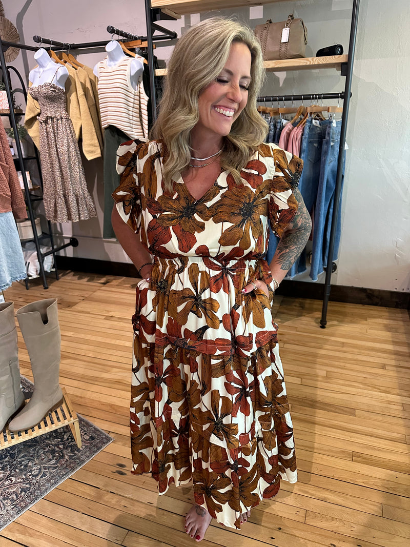 Rust Floral Dress
