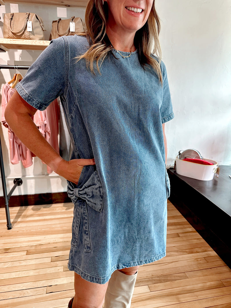 Bow Denim Dress