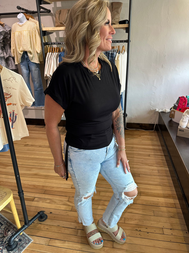 Black Ruched Tee