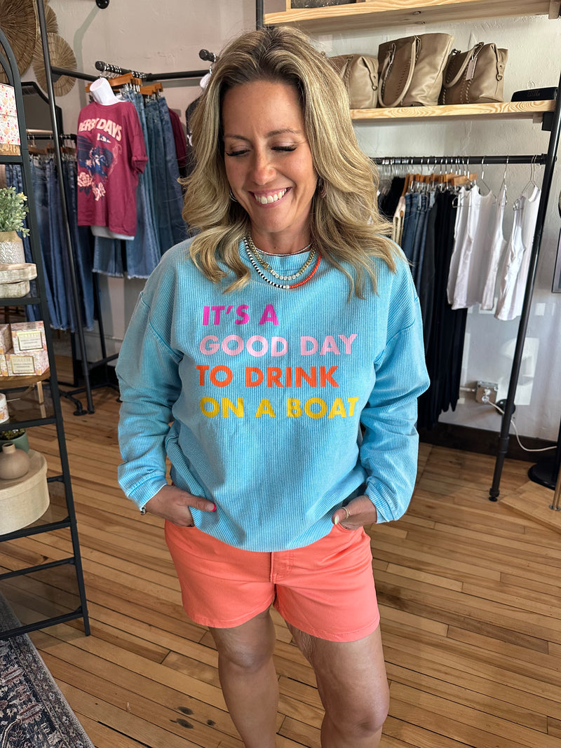 Drink on a Boat Ribbed Sweatshirt