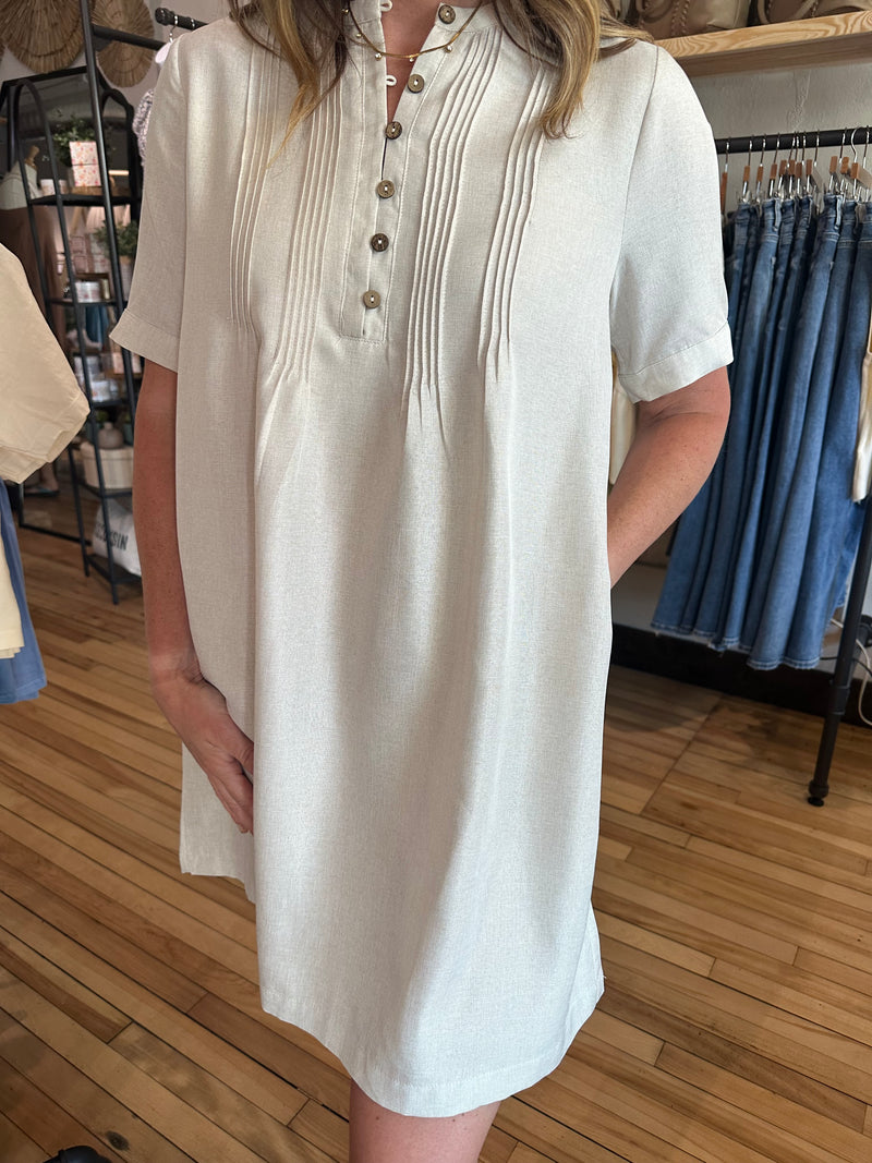 Natural Pintuck Dress