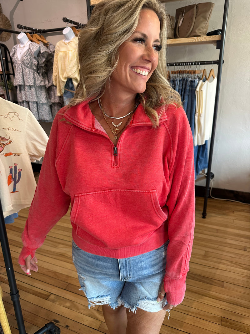 Red Quarter Zip