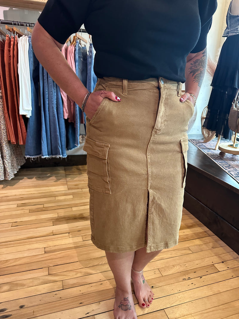 Mocha Midi Cargo Skirt