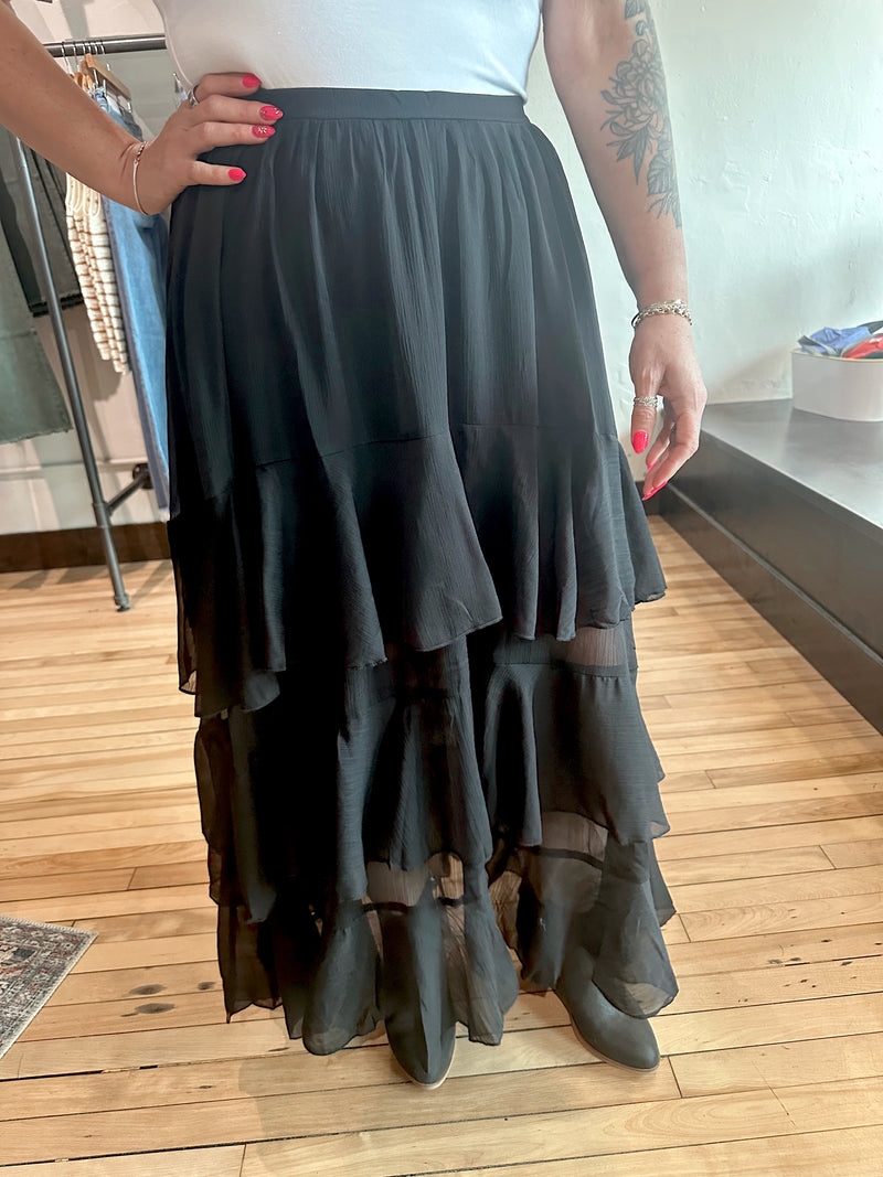 Black Ruffle Maxi