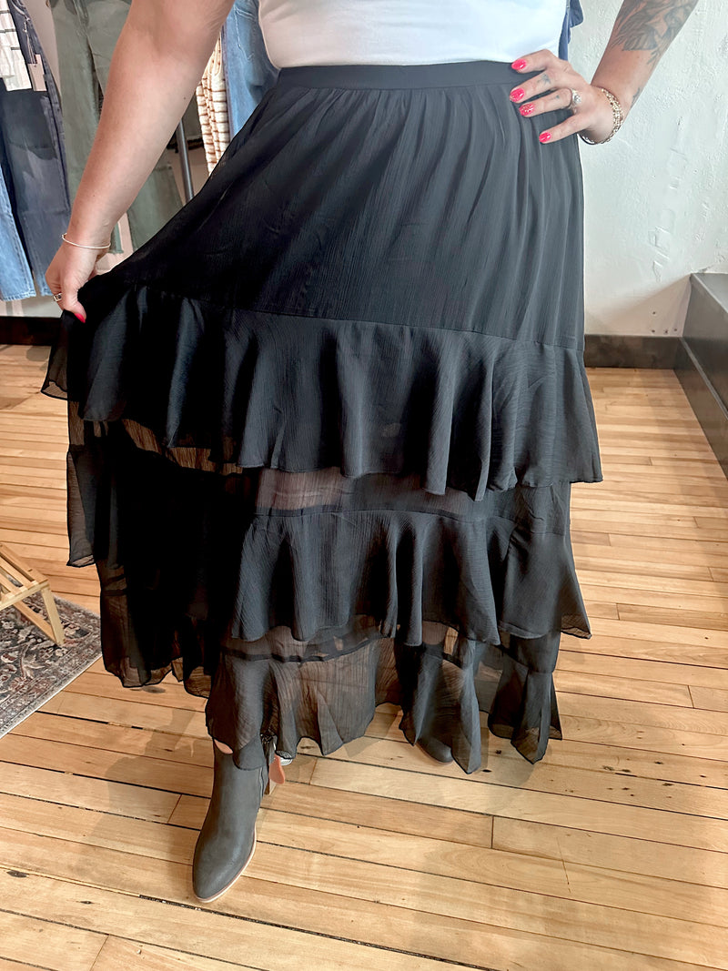 Black Ruffle Maxi