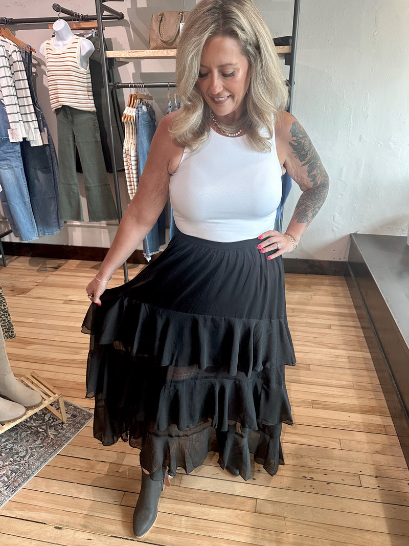Black Ruffle Maxi