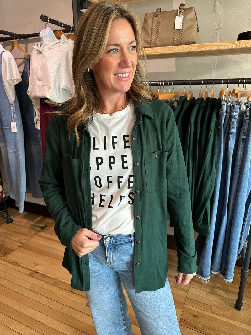Hunter Green Button Up