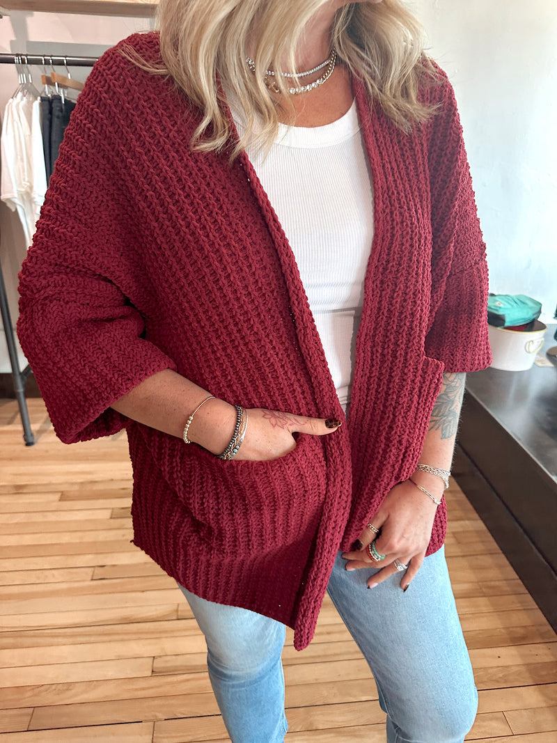 Oversized Cabernet Cardigan